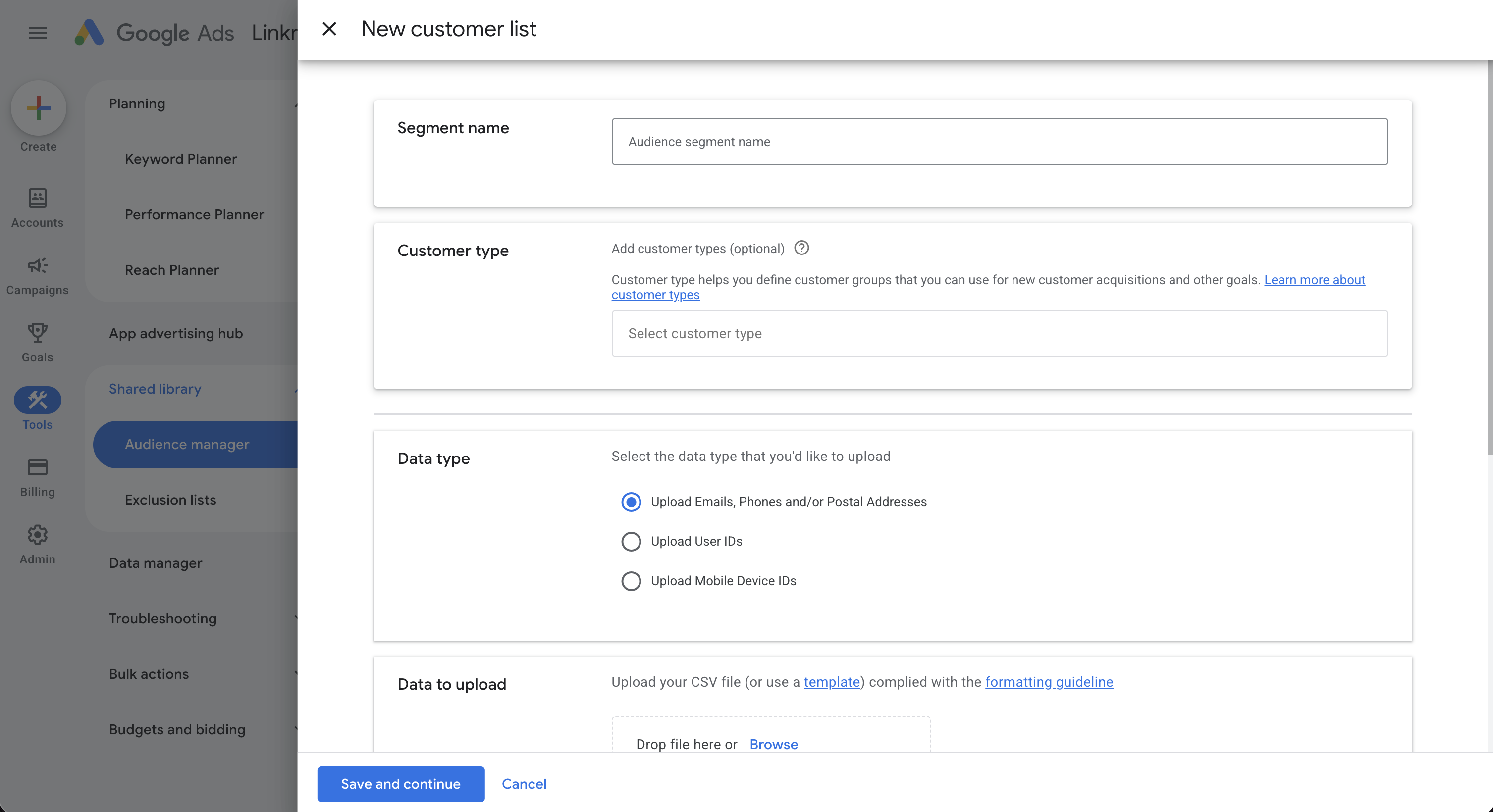 Configure the list